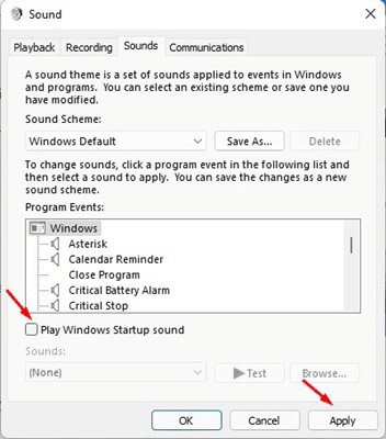 4 طرق لتعطيل صوت بدء التشغيل في Windows 11 6 image 108