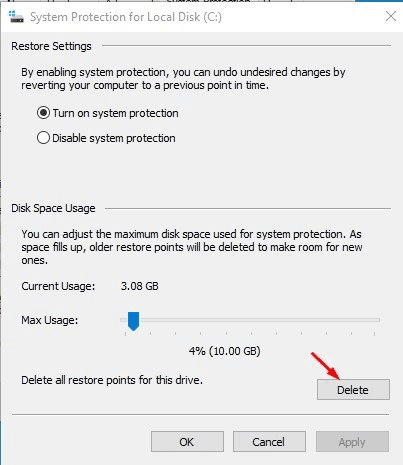 كيفية حذف نقاط استعادة النظام في نظام التشغيل Windows 7 image 159