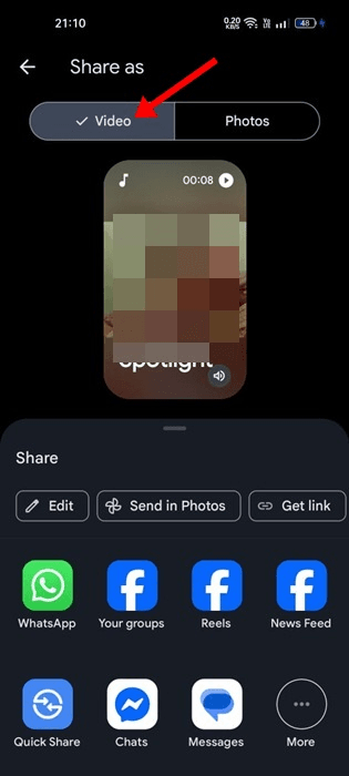 كيفية مشاركة ذكريات Google Photos كملف فيديو 3 image 68