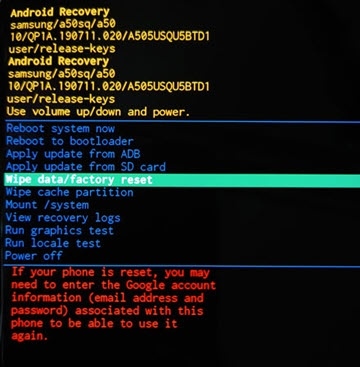 Wipe Data/Factory Reset