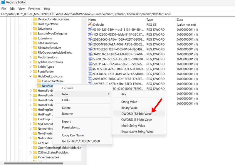 New > DWORD (32-bit) Value