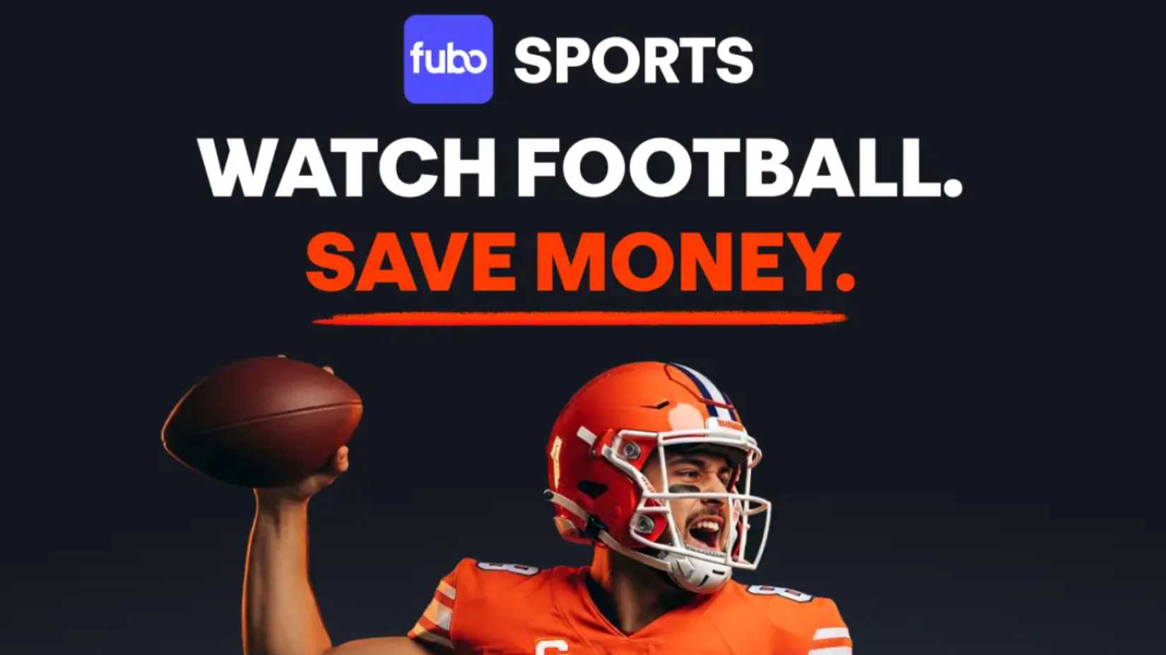 Fubo Sports logo with a man in a football uniform.