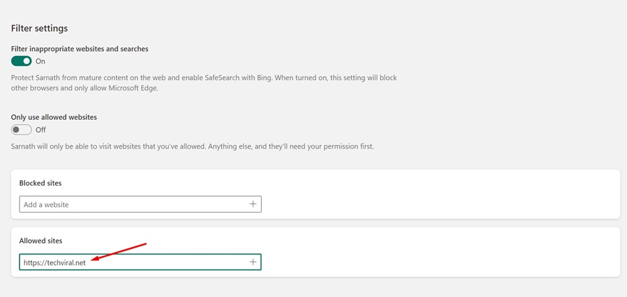 Allowed Sites