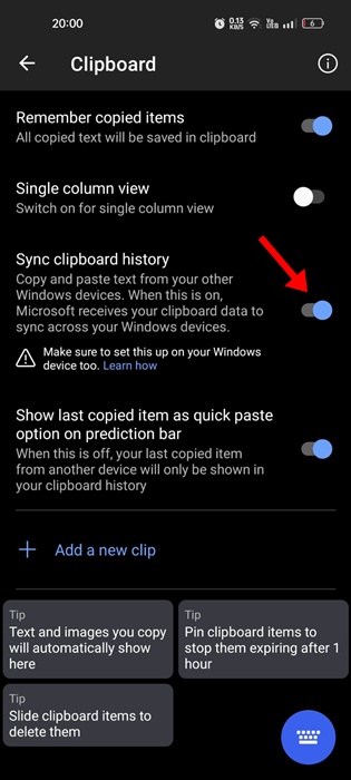 Sync Clipboard history