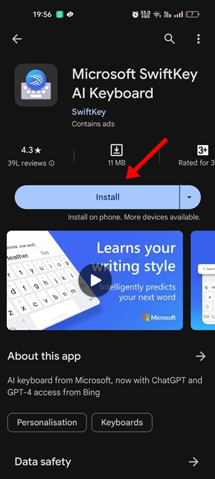 Microsoft Swiftkey AI Keyboard