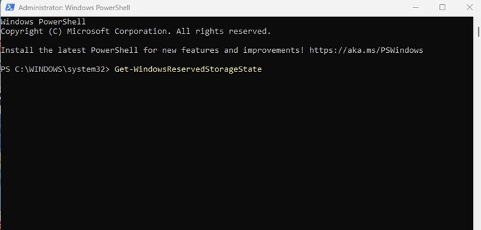 Get-WindowsReservedStorageState