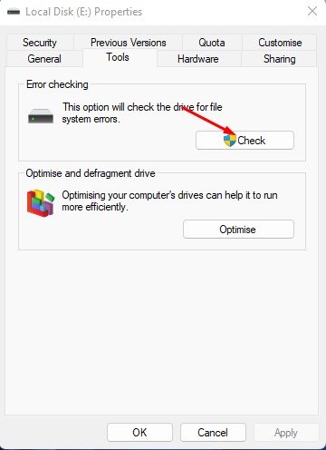 click on the Check button