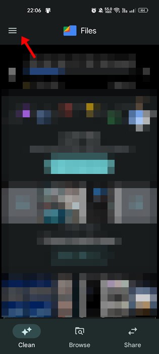 tap on the hamburger menu