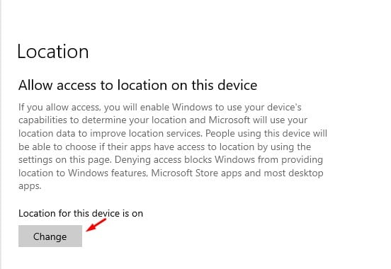 click on the 'Change' button