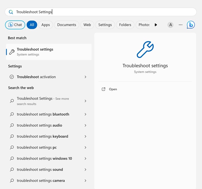 Troubleshoot Settings