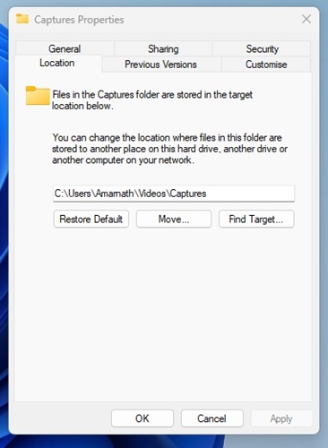 Default Save Location for the Recording