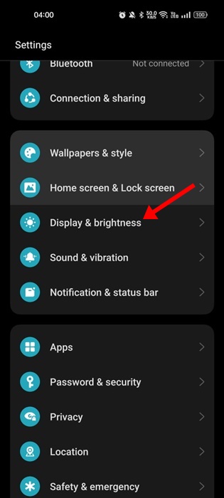 Display & Brightness
