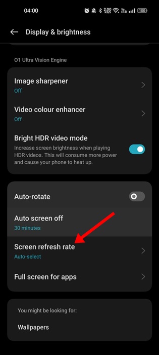 Screen refresh rate