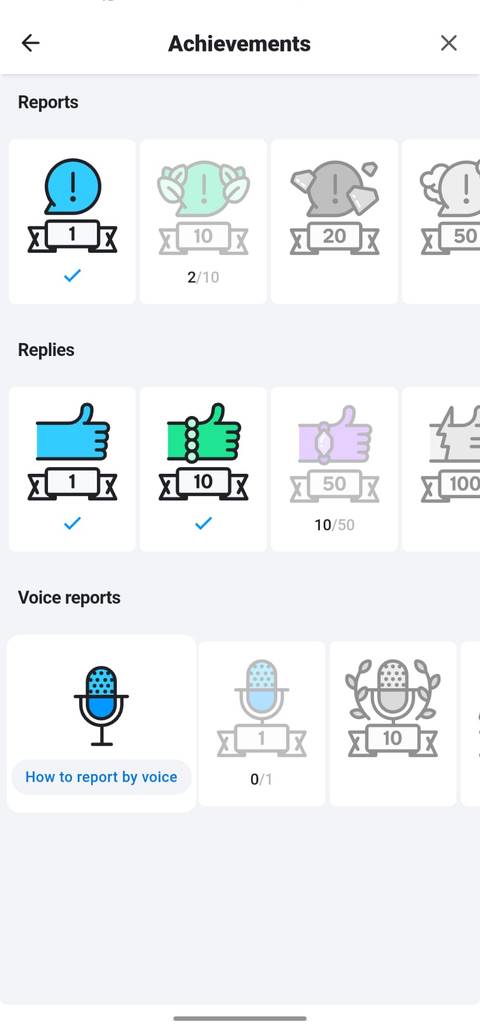 A screenshot of achievements you can accumulate in Waze