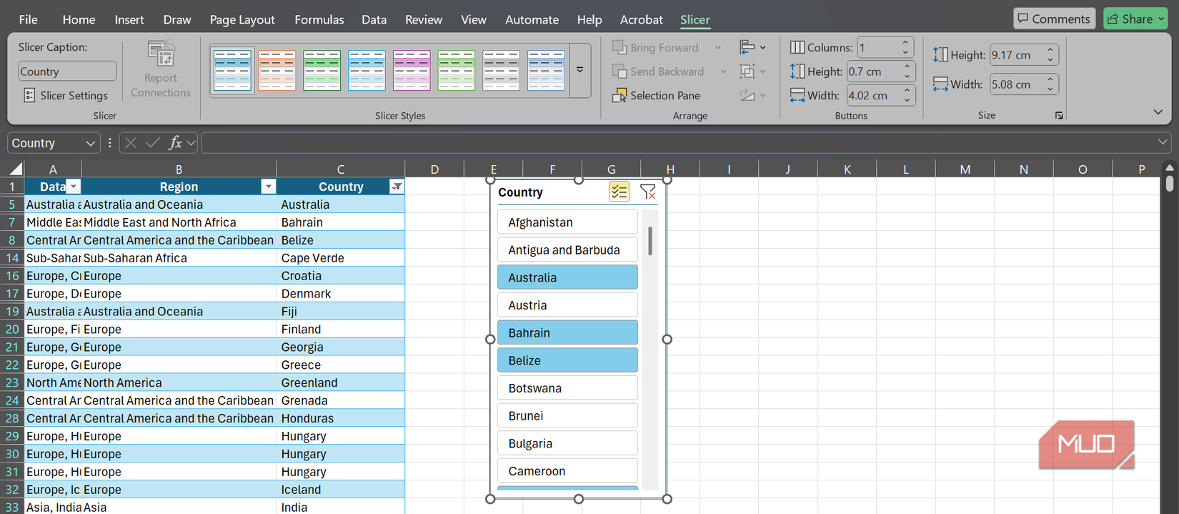 Slicers for Tables in Excel.