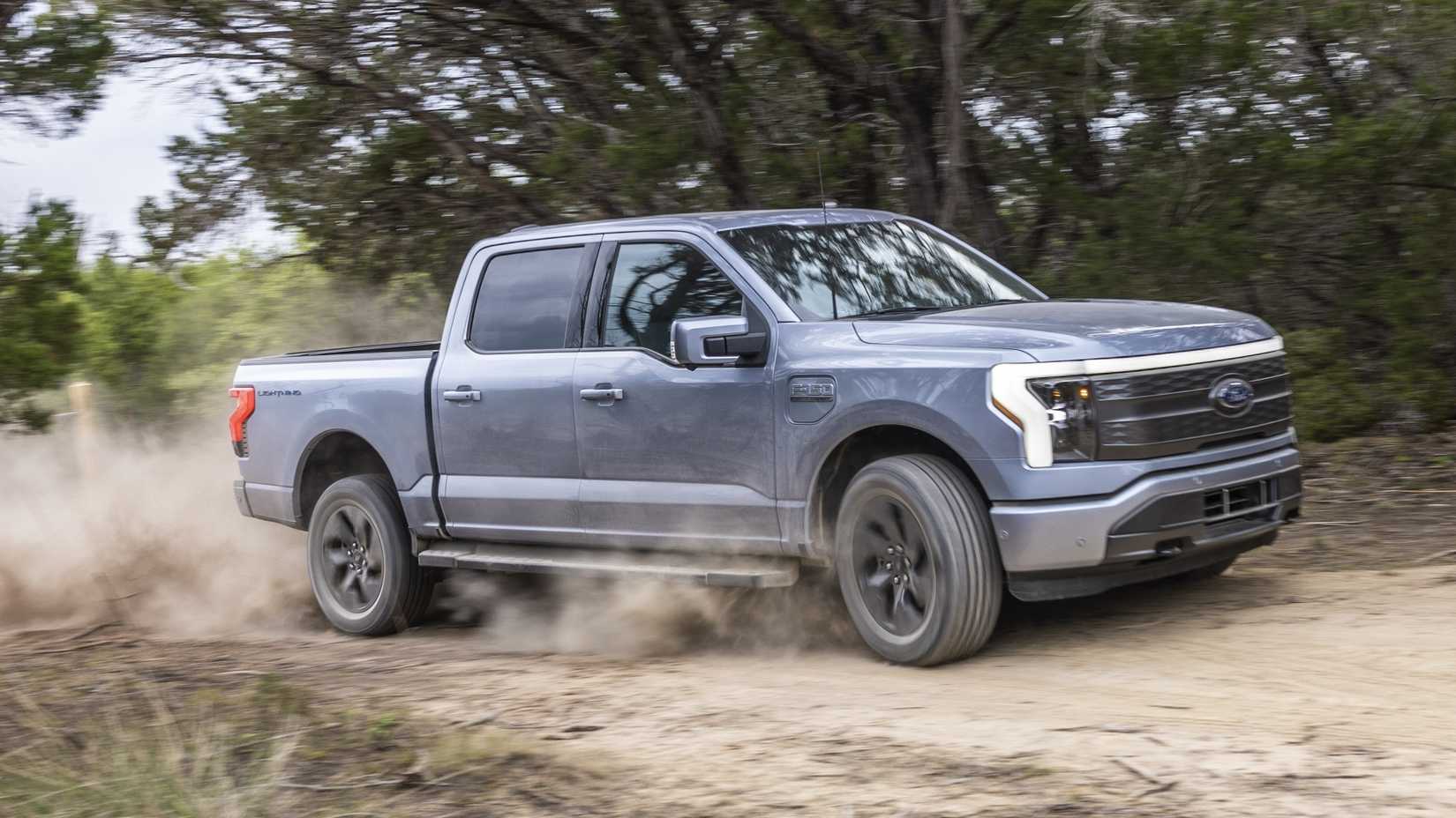 Front 3/4 shot of a 2025 Ford F-150 Lightning 