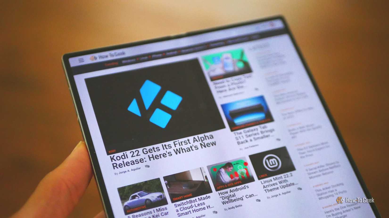 Viewing a website on a Samsung Galaxy Z Fold 6.