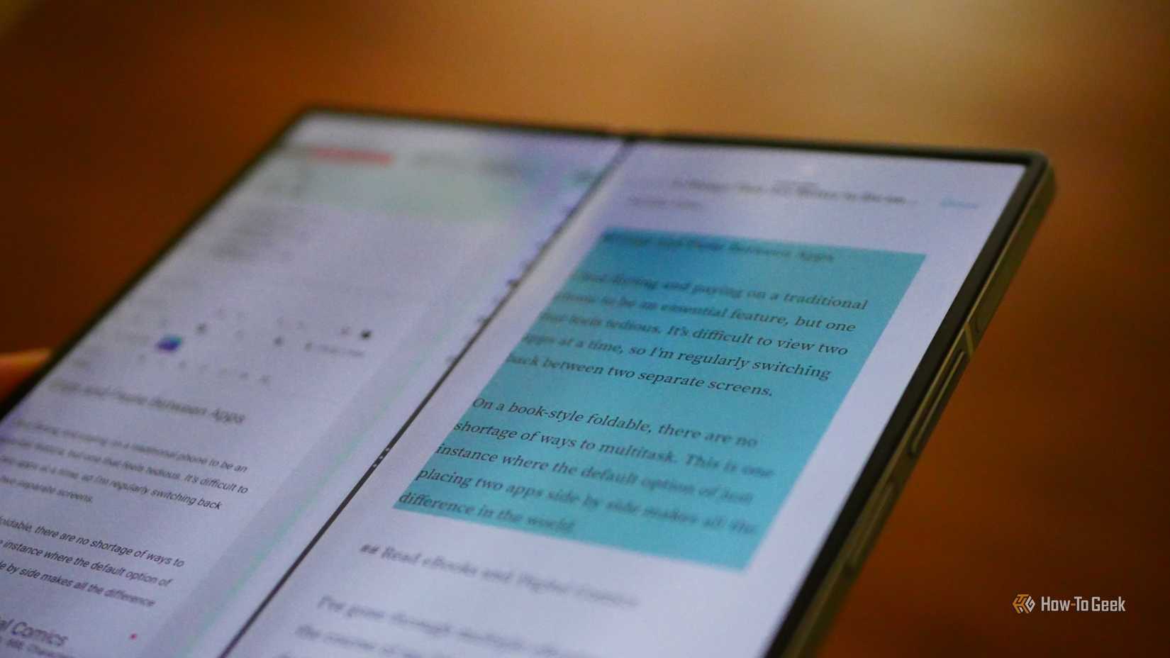 Two apps side-by-side on a Samsung Galaxy Z Fold 6.