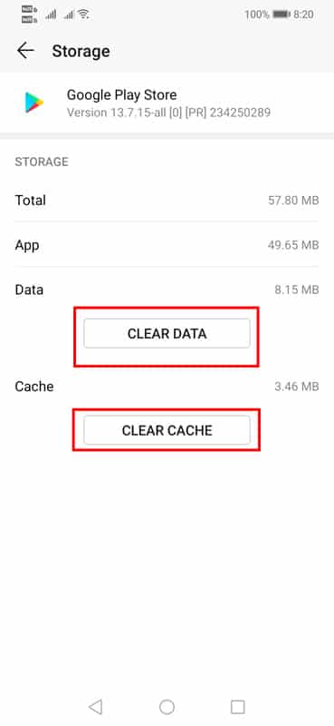 Clear Google Play Store Cache