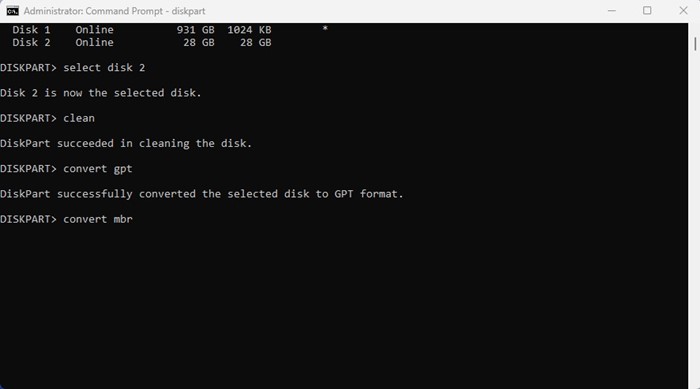 Convert MBR to GPT