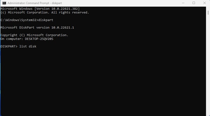 list disk