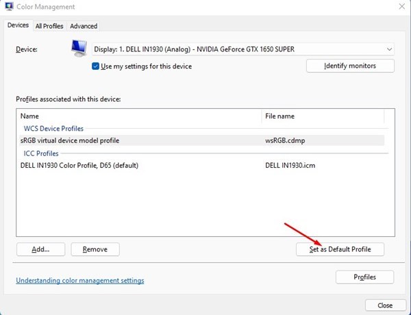 Set as a Default Profile
