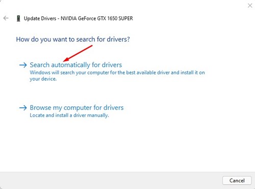 'Search automatically for drivers'