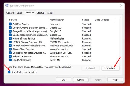 Disable All