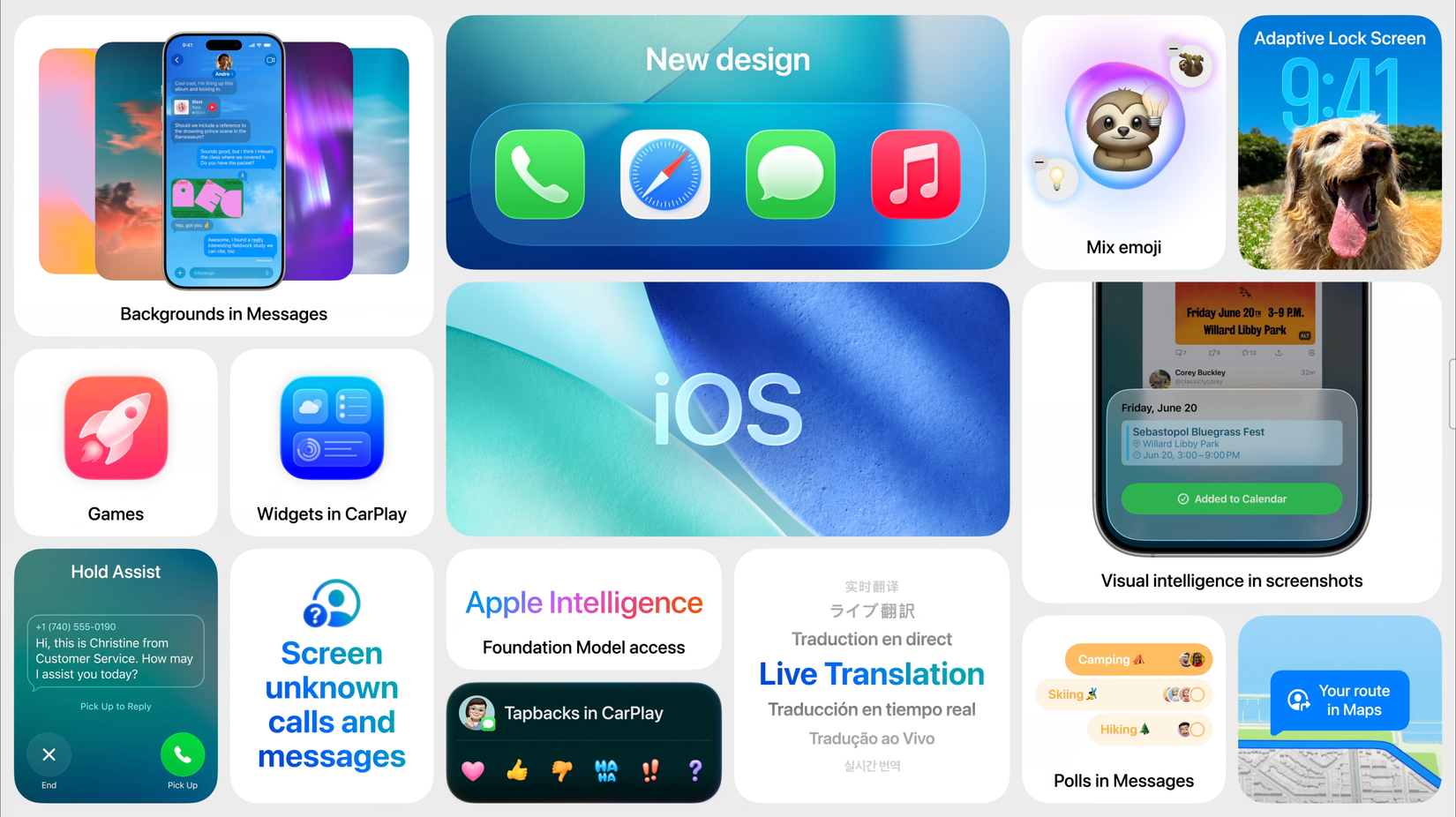 Various elements from iOS 26.