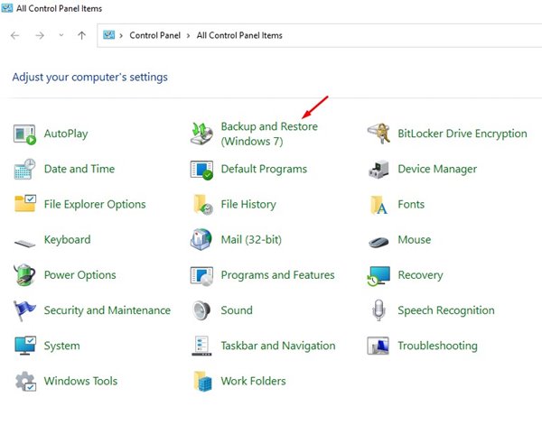 Backup and Restore (Windows 7)