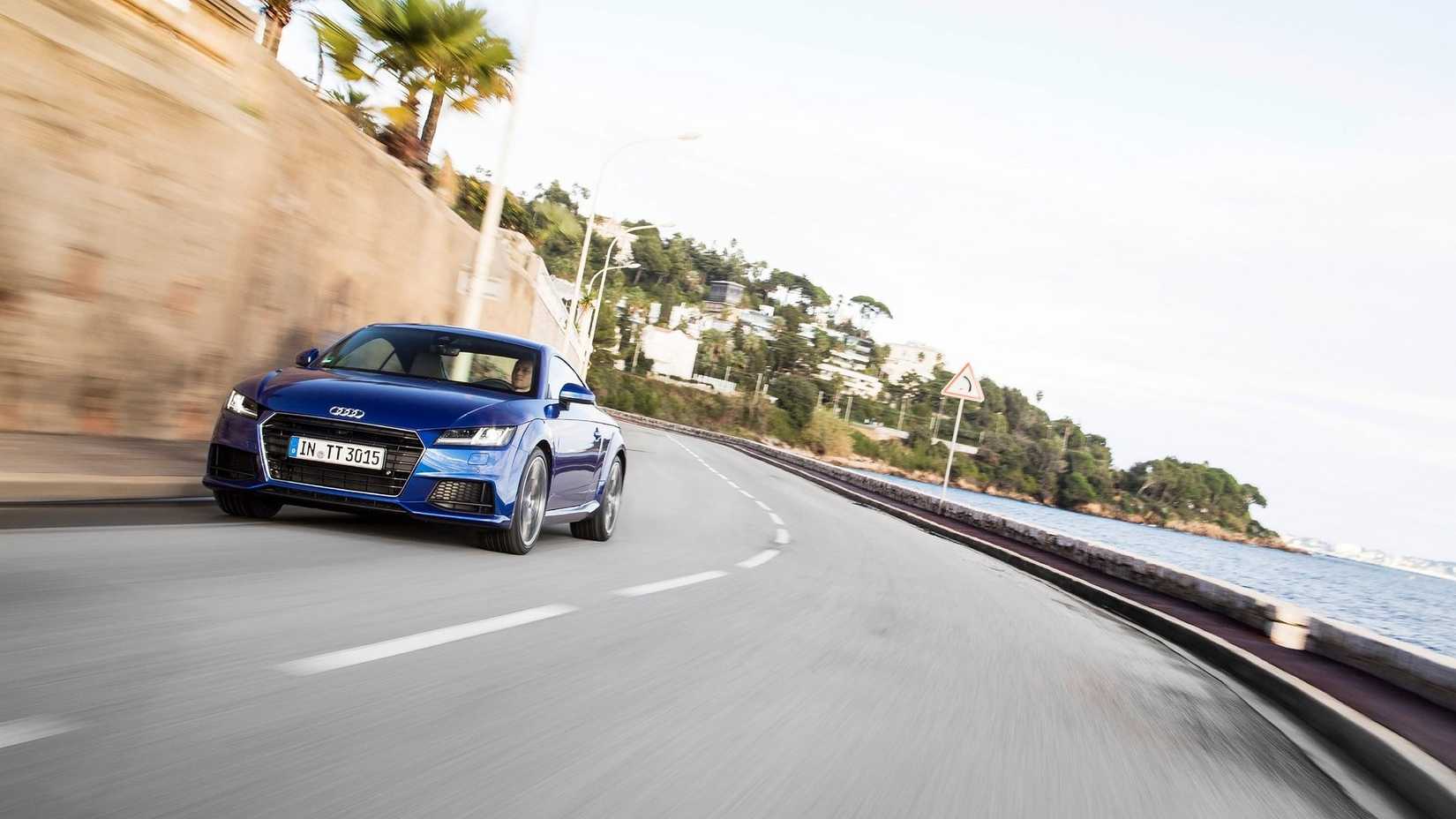 Front 3/4 action shot of a 2015 Audi TT