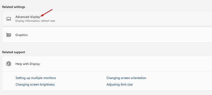 Advanced Display Settings
