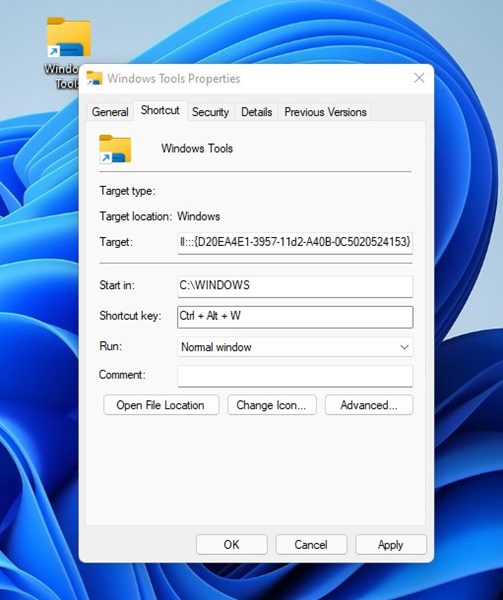 press CTRL to select a keyboard shortcut