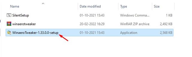 install the WinaeroTweaker executable file