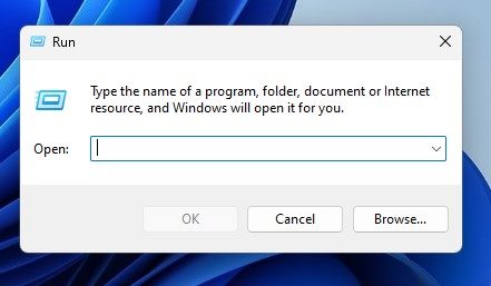 RUN dialog box