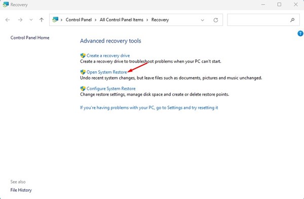 Open System Restore