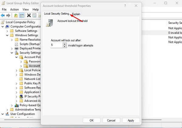 Local Security Setting