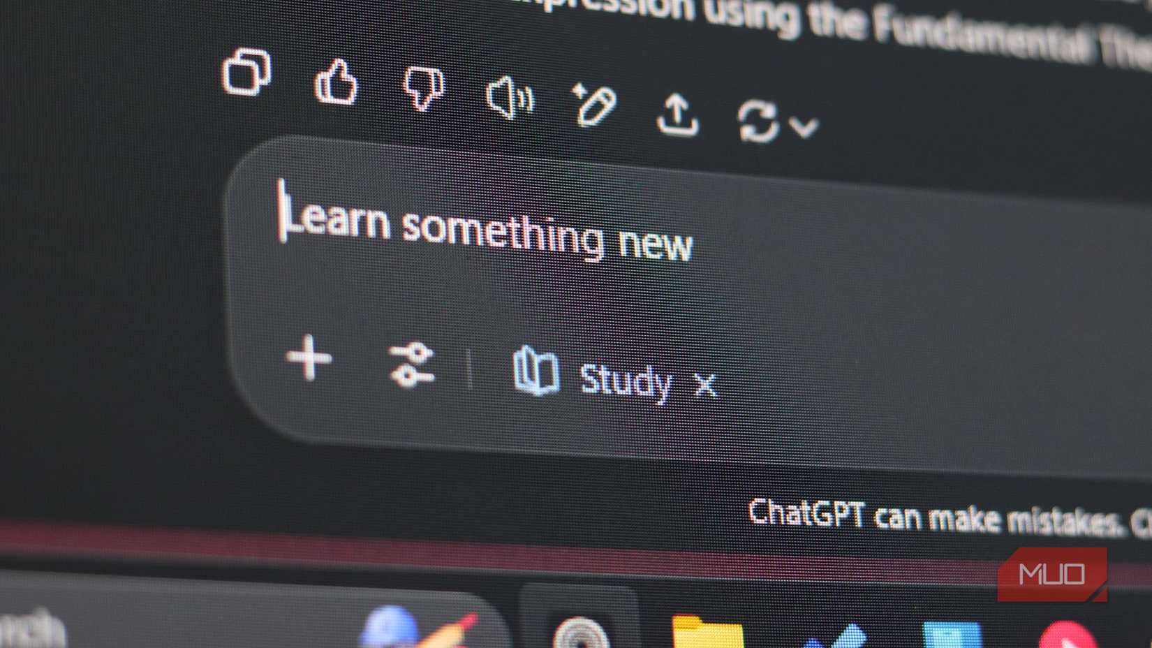 ChatGPT Study and Learn mode text box