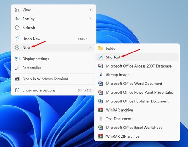 New Shortcut
