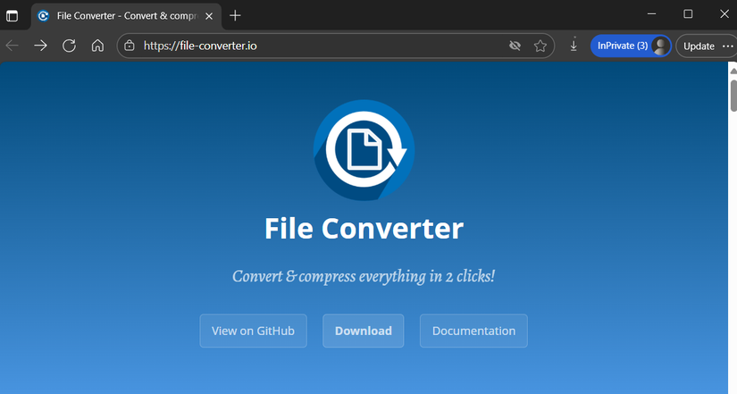 File Converter website home page open in Edge