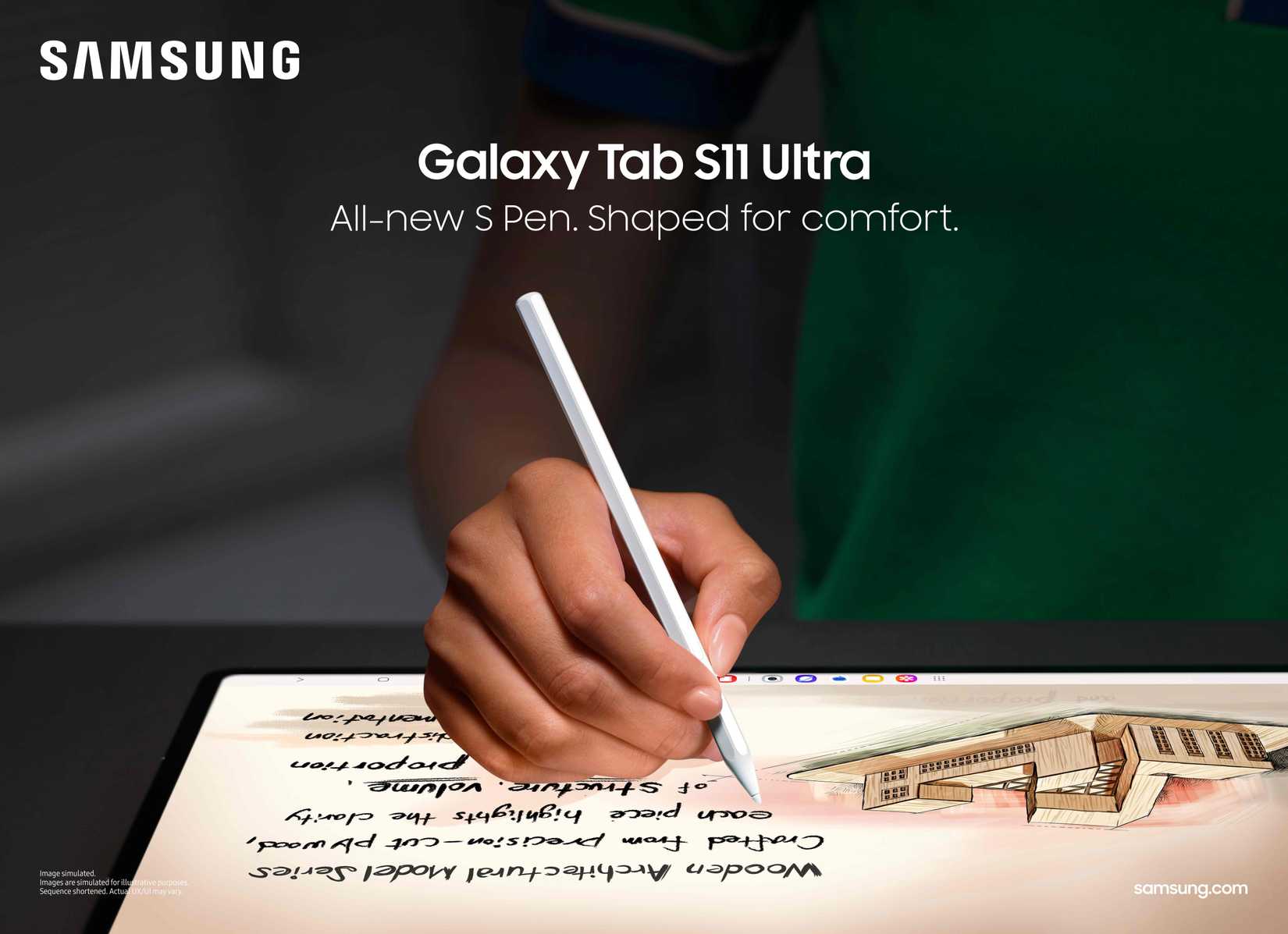 Person using S pen on Samsung Galaxy Tab S11 Ultra