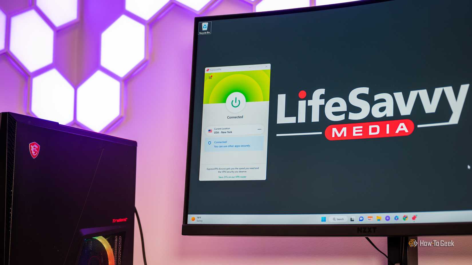 ExpressVPN running on a Windows 11-powered gaming PC
